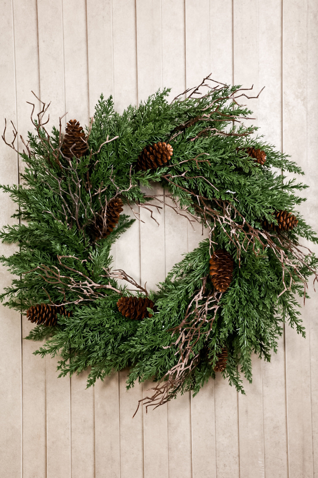 Green Spruce With Pine Cones Decorated Wreath