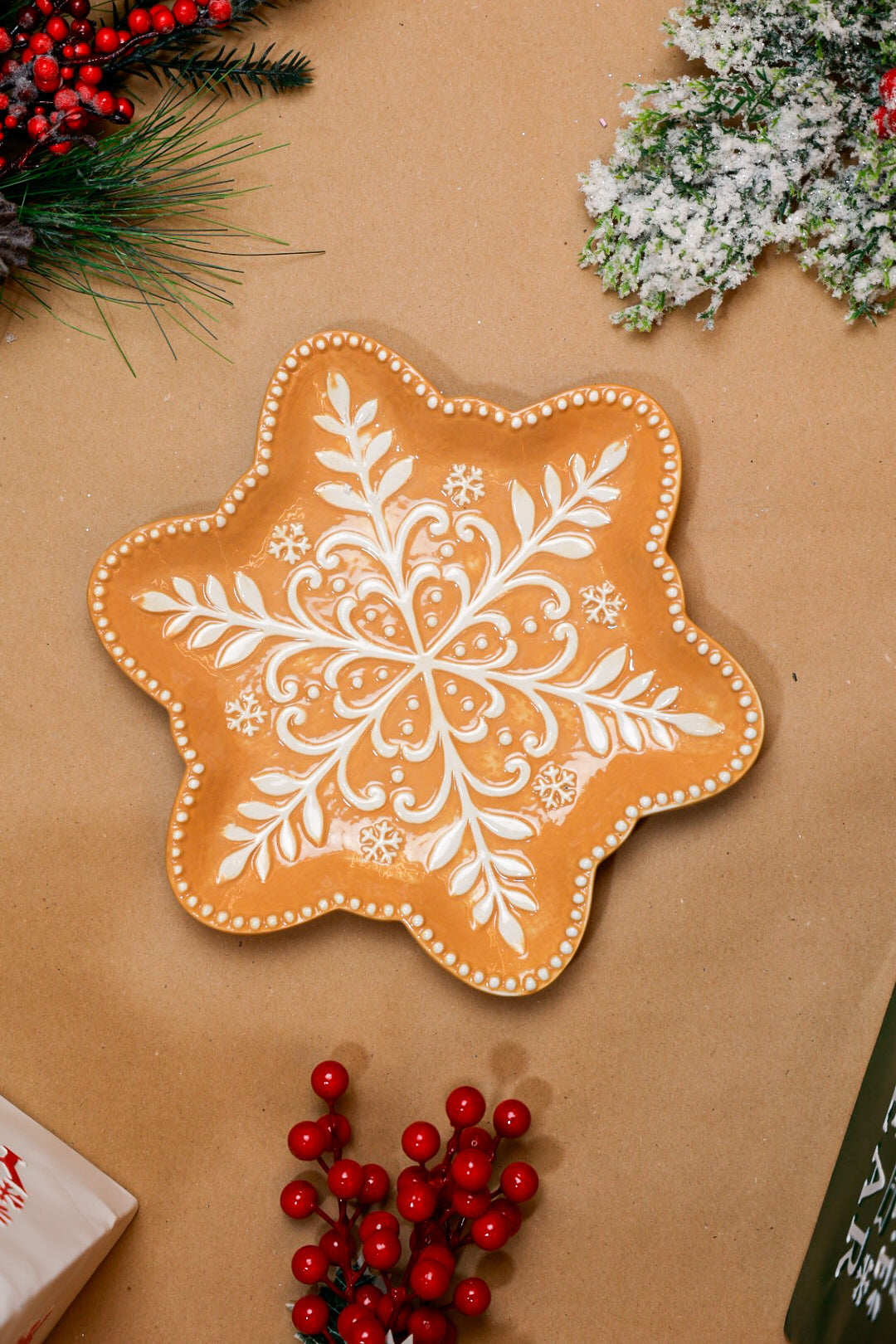 Christmas Ginger Snowflake Cermaic plate
