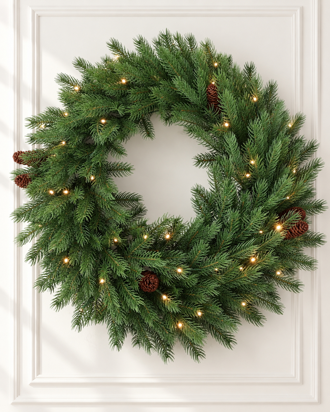 Spruce Decorated With Pine Wreath