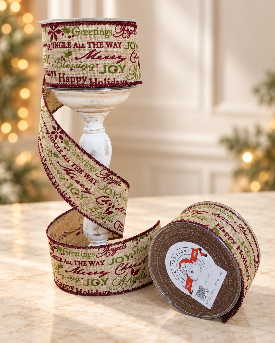 Printed Christmas Wired Ribbon