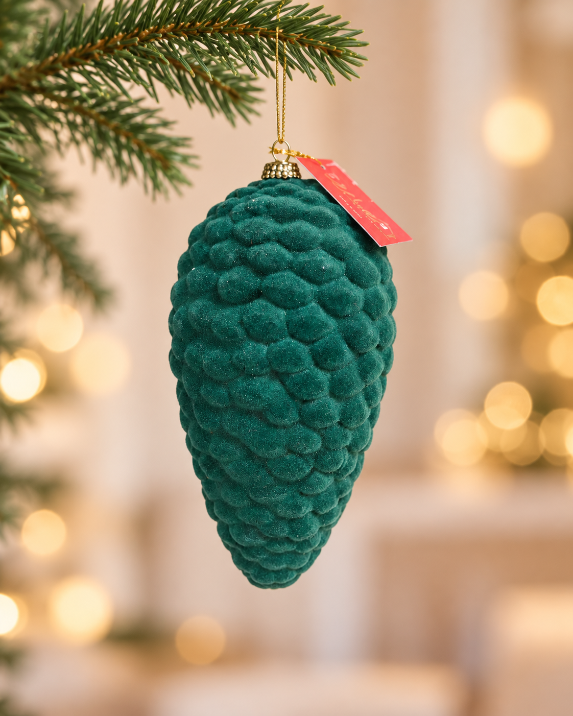15cm Velvet Green Pincone