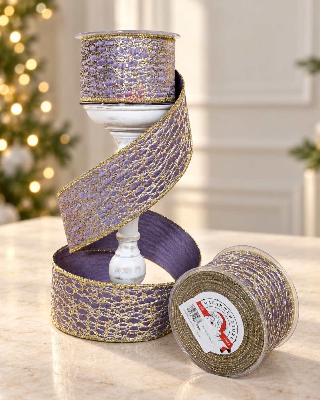 Mauve With Gold Ribbon