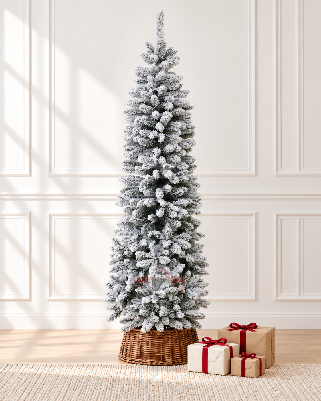 8ft (240cm) Flocked Slim Christmas Tree