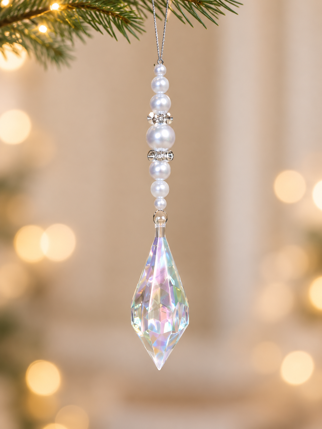 Final With Pearl Iridescent Crystal Ornament