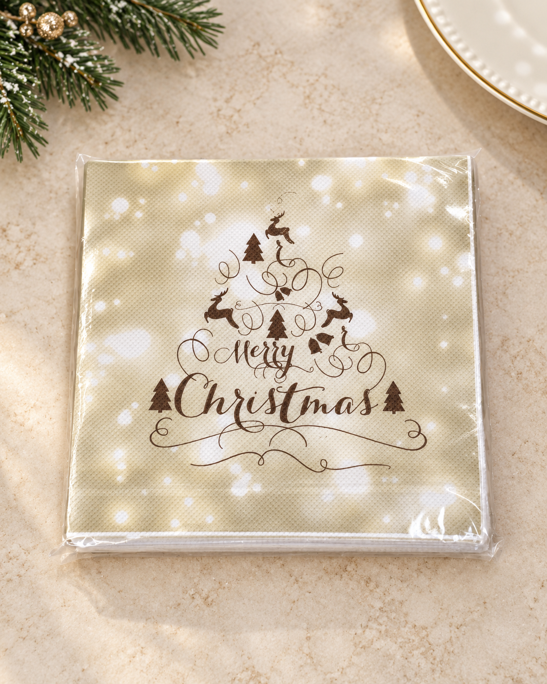 Merry Christmas Champagne Napkin
