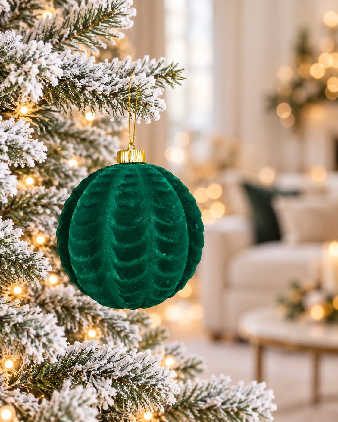 15cm Green Velvet Ball Christmas