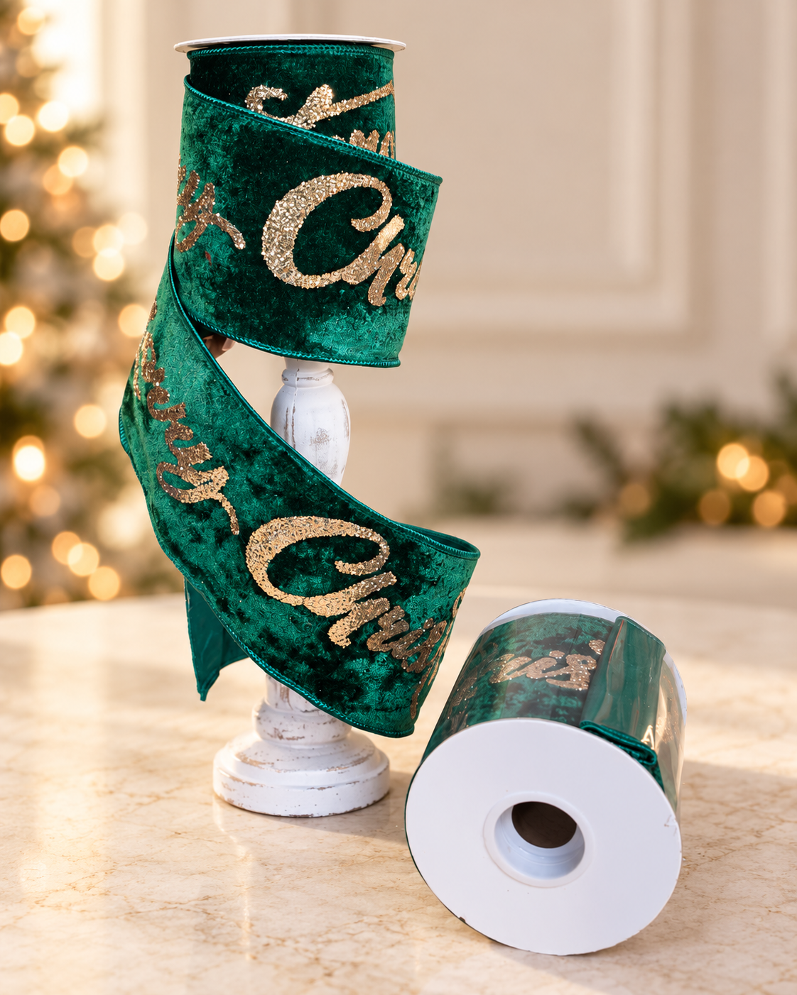 Green Merry Christmas Ribbon