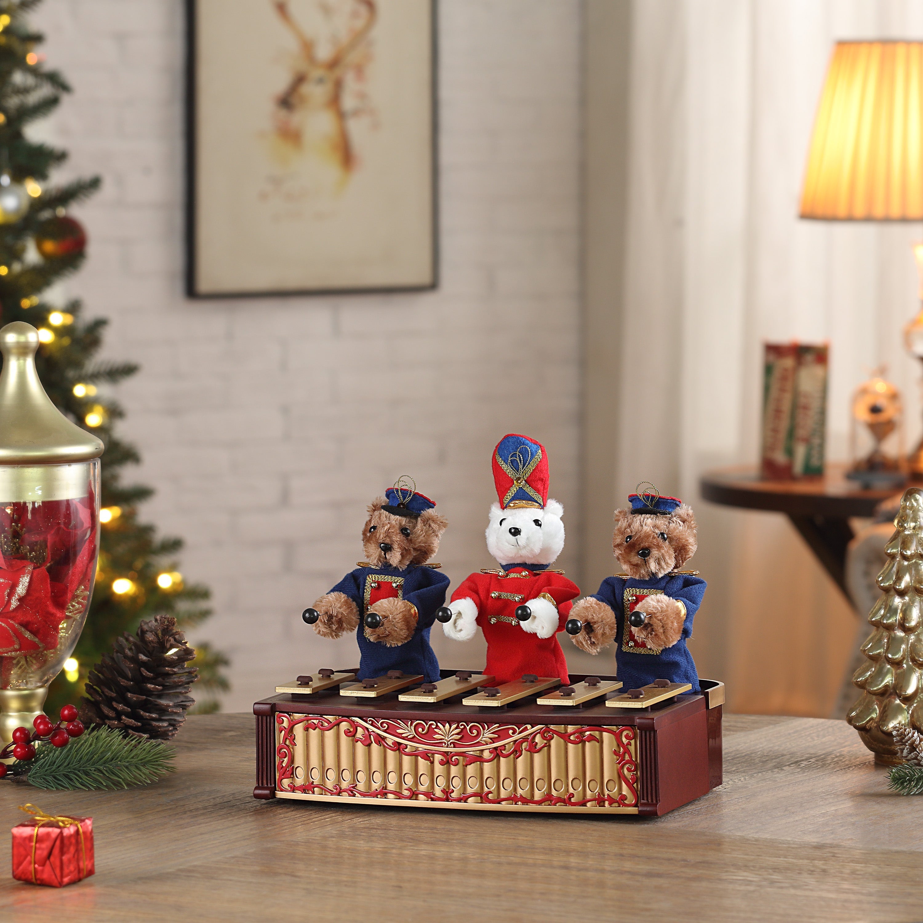 Animated Bandstand Bears, Musical Holiday Decoration with Xylophone